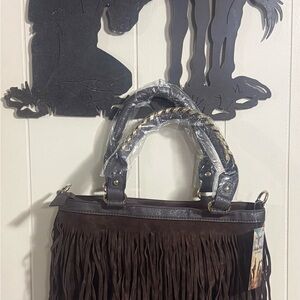NWT Chocolate Fringe Heritage West Women's Bag